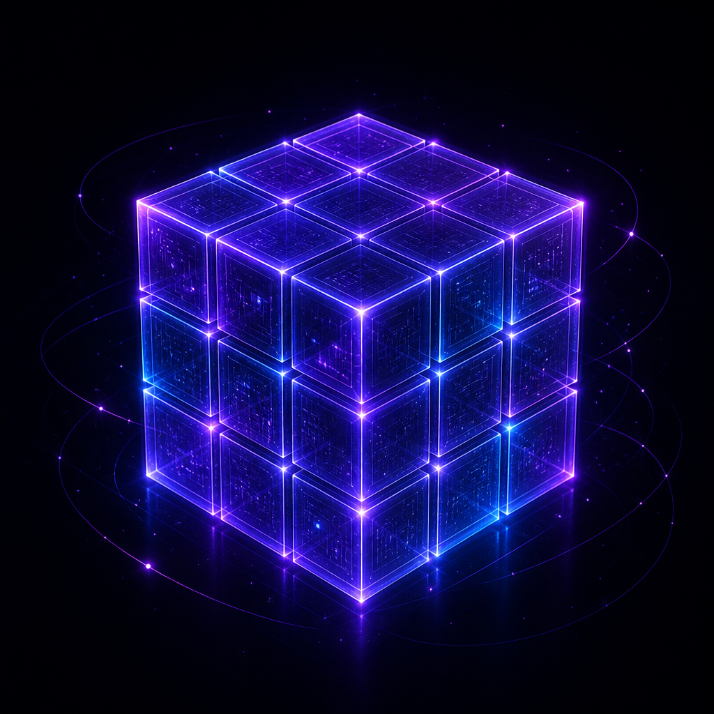 AI 模型通过统一 API 连接到发光的数据立方体